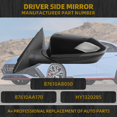 Left Side Door Mirror Compatible with 2021 2022 2023 2024 2025 Hyundai Elantra with Turn Signal Heated Blind Spot Detection(BSD) Power Glass Black Painted #87610AA170 HY1320285 8Pins