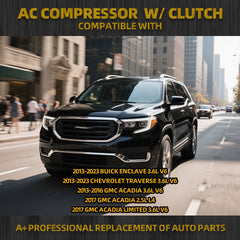 68322 Air Conditioner Compressor w/Clutch Compatible with 2013-2023 Buick Enclave, Chevrolet Traverse 3.6L V6, 2013-2016 GMC Acadia 3.6L V6, 2017 GMC Acadia 2.5L L4, Acadia Limited 3.6L V6