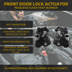 Front Door Lock Actuator Motor 2PCS Compatible with Toyota 4Runner Camry Tundra, Lexus RX350 RX450h, Scion tC xB xD Left Driver Side & Right Passenger Replaces 931-401 931-403