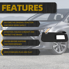 Black Right Passenger Side Sun Visor with Vanity Mirror Compatible with Toyota Corolla 2019 2020 2021 2022 2023 2024 Replaces# 74320-02F50-A0