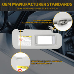 Gray Right Passenger Side Sun Visor Replacement with Vanity Mirror Compatible with 2014 2015 2016 2017 2018 2019 Mazda3 2014 2015 2016 2017 2018 Mazda6 Visit the Dasbecan Store