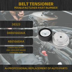 Belt Tensioner Assembly with Pulley Compatible with Chrysler 300c Jeep Grand Cherokee 2005-2019 04861660AA 4861660AA