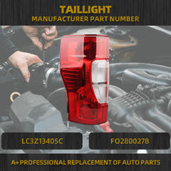 Left Driver Side Tail Light without Bulb Compatible with 2020 2021 2022 Ford F250 F350 F450 Non-Blind Spot Rear Taillight Lamp Replace LC3Z13405CN Halogen Type