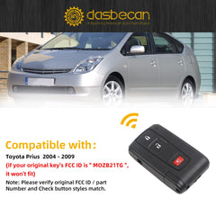 Key Fob Replacement Compatible with Toyota Prius 2004-2009 Keyless Entry Remote Control Replaces MOZB31EG P/N: 2584A-B31EG 89994-47061 3 Buttons 312MHz (Only for Silver Logo)
