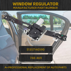 Rear Right Passenger Side Power Window Regulator with Motor Assembly Compatible with 2006-2012 BMW 3 Series E90 E91 323i 325i 328i 330i 335i M3 Replaces 748-469 51357140590