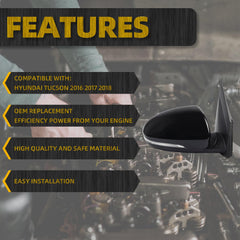 Right Passenger Side Mirror Replacement Compatible with Hyundai Tucson 2016 2017 2018 8Pins Power Heated Turn Signal Blind Spot 87620D3430 87620-D3430 HY1321231 RH