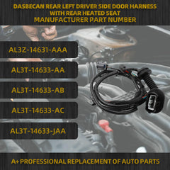 Rear Left Driver Side Door Wiring Harness Compatible with Ford F150 Models 2010-2014, Replaces# AL3Z14631AAA AL3T14633AA,Wire Harness with Rear Heated Seats