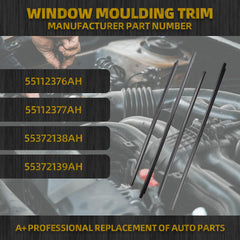 55112376AH Weatherstrip Exterior Window Moulding Trim Seal Belt Compatible with Dodge Ram 1500 2500 3500 4500 5500 Crew Cab 2009-2021 Replace# 55112377AH 55372138AH 55372139AH (4PCS)