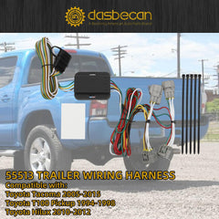 55513 4-Pin Trailer Wiring Harness Compatible with Toyota Tacoma 2005-2015, T100 1994-1998, Hilux 2010-2012 Tow Hitch