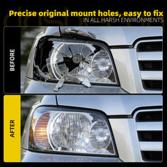 Left+Right Headlight Assembly Compatible with 2004-2007 Toyota Highlander Front Head Lights w/o Halogen Blubs Chrome Housing Replace# TO2503151 TO2502151
