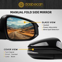 Right Passenger Side Mirror Compatible with Toyota RAV4 2015-2018 Power Glass Heated with Turn Signal Light Blind Spot Detection BSD Replaces TO1321343 Black (8 Pins)