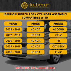 Ignition Switch Lock Cylinder Assembly with Door Lock Cylinders Compatible with Honda Accord CRV FIT Odyssey Civic 2006-2011 Replace# 06350-SAA-G30 35100-SDA-A71 (with Chip ID46 Keys)
