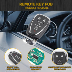 Key Fob Replacement Compatible with Chevy Malibu Camaro 2016-2021 Cruze 2016-2019 Smart Proximity Keyless Entry Remote Replaces HYQ4EA 13529662 433MHz ID46 Chip 5 Buttons