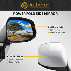 Right Passenger Side White Door Mirror Compatible with 2012 2013 2014 2015 Honda Civic Power Glass Manual Folding Replace# HO1321261,76208TR0A01-PFM,76208TR6C01-PFM,76201TR0A01ZD, 76202TR0A01