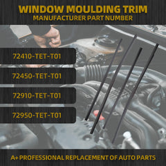 Window Weatherstrip Compatible with Honda Civic Hatchback 2016-2019 Replaces# 72410-TEA-T01 72950-TEA-T01 72910-TEA-T01 (4PCS), Molding Trim Weather Strip Seal Belt