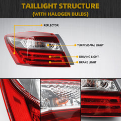 Driver Side Tail Light Compatible with Honda Accord Sedan 2016 2017 Left Rear Lamp Outer Replaces# 33550T2AA21 with LED