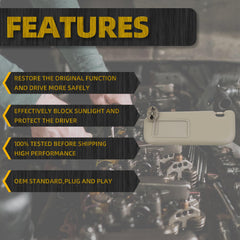 Left Driver Side Sun Visor Compatible with Toyota Corolla 2009 2010 2011 2012 2013 Sunvisor Leather