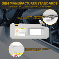 Gray Right Passenger Side Sun Visor Replacement with Vanity Light |Makeup Mirror| Compatible with 2014 2015 2016 2017 2018 2019 Mazda3 2014 2015 2016 2017 2018 Mazda6
