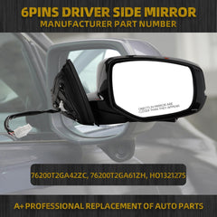 Right Passenger Side Mirror Compatible with Honda Accord 2013 2014 2015 Power Glass Heated with Camera with Turn Signal Light Door Mirror Assembly Replaces 76200T2GA42ZC Black 12Pins