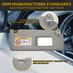 Gray Right Passenger Side Sun Visor Compatible with 2010-2023 Lexus GX460 2009-2023 Toyota Land Cruiser Prado KDJ155 /KDJ150 Replace# 74310-0G030-B0