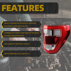 Right Passenger Side Tail Light Compatible with 2021 2022 2023 Ford F150 King Ranch | Lariat | Limited | Platinum With Blind spot module install location Rear Taillight LED Type