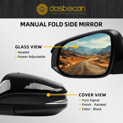 Left Driver Side Door Mirror Assembly Compatible with Toyota RAV4 2013 2014 2015 Power Glass Heated with Turn Signal Light Replaces TO1320310 87940-0R090 Black (7 Pins)