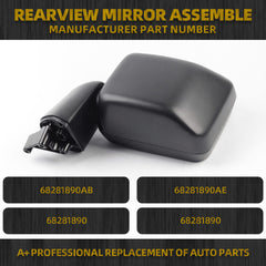 68281890AB Right Side Rearview Mirror Assembly Glass 5 Pins Compatible with Jeep Wrangler JL 2018-2024 Gladiator JT 2020-2024 Passenger Side 68281890AE
