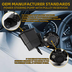 20-70269 Power Steering Pump with Pulley Reservoir Compatible With 2002-2007 Dodge Ram 1500 Replace# 96-70269 720-01126 36P0098 55-7154 52113240AF 5073240AA