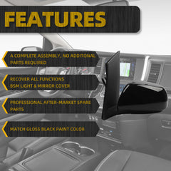 Driver Side Mirror Compatible With 2013-2017 Toyota Sienna Left Door Mirror with Manual Folding Blind Spot Detection Power Heated Glass Gloss Black Cover Replace#TO1320301 8794008113 (6pins)