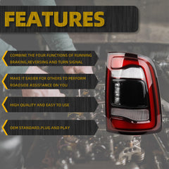 Tail Light Assembly LED Compatible With Dodge Ram 2500 3500 2019-2023 Rear Lamp Right Passenger Side 68361722AH (Black Cover)