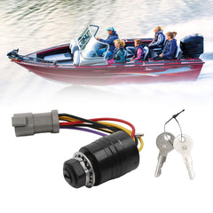 129572 Ignition Switch with Key Compatible with Tracker Boats, Ignition Switch with 2 Keys 3 Position 6 Wire Connectors Replaces# 129572