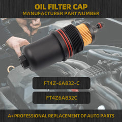 Oil Filter Cap Lid Cover Compatible with Ford Fusion/F-150 2.7L V6/EcoBoost Replaces# FT4Z6A832C FT4Z-6A832-C