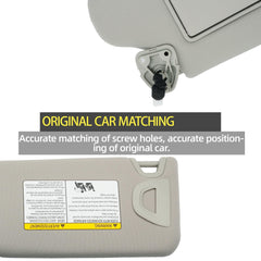 Gray Left Driver Side Sun Visor Compatible with Nissan Altima 2013 2014 2015 2016 2017 2018 with Mirror and Vanity Light Without Sunroof Replaces# 96401-3TA2A