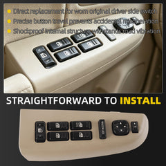 Dasbecan Window Master Switch Assembly Front Driver Side Compatible with 2000-2002 Chevrolet GMC Cadillac Escalade