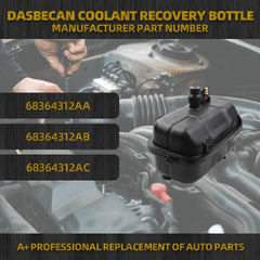 68364312AC Recovery Tank w/o Cap Compatible with 2018-2024 Jeep Wrangler 2.0L L4 , Engine Coolant Recovery Bottle Replace 68364312AA 68364312AB