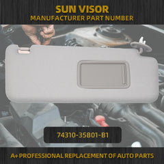 Front Right Passenger Side Sun Visor with Vanity Light Compatible with Toyota 4Runner 2010-2023 Replaces# 74310-35B01-B1 (Gray)