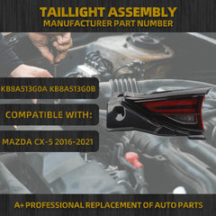 Tail Light Assembly Compatible with 2016-2021 Ma-zda CX-5 Inner Right Passenger Side Tail Light Replaces# KB8A-51-3G0A, KB8A-51-3G0B