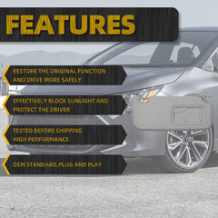 Gray Right Passenger Side Sun Visor with Vanity Mirror Compatible with Toyota Corolla 2019 2020 2021 2022 2023 2024 Replaces# 74320-02F50-A0