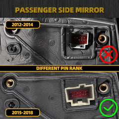 Right Passenger Side Mirror Compatible with 2015-2018 Ford Focus Black Mirror w/Turn Signal, Manual Folding, Power Glass, Temp Sensor (7Pin)