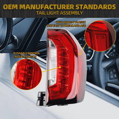 Tail Light Assembly Rear Lamp LED Type Compatible with 2021 2022 2023 GMC Yukon / Yuon XL Right Passenger Side 84816393 GM2801317