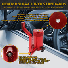 6.4L Billet Oil Catch Can with 5.7 Hemiz-Bracket Technology Compatible with 2011-2021 6.4L Hemi Dodge Challenger Charger Chrysler 300 Jeep Grand Cherokee Red
