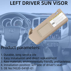 Left Driver & Right Passenger Side Sun Visor Compatible with Toyota Tacoma 2005-2012 2013 2014 2015 (Beige)