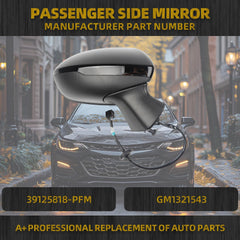 Right Passenger Side Mirror Compatible with Chevrolet Chevy Cruze 2016-2019 Power Glass Heated with Blind Spot Detection BSD Door Mirror Assembly Replaces GM1321543 Black 7Pins