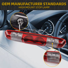 GM25890530 Red Rear Center High Mount Brake Light Compatible with GMC Sierra Chevy silverado 2007-2013 Replace 923-247 Led Lamp LED Red Housing 3rd Third Tail Brake Lamp