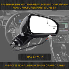 Right Passenger Side Mirror Assembly Compatible with Ford Fusion 2013-2015 Power | Heated | Turn Signal | Manual Folding | DS7Z17682BA | Black | 7Pins
