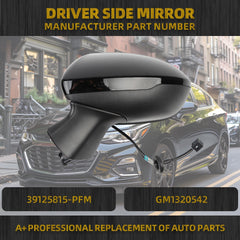 Left Driver Side Mirror Compatible with Chevrolet Chevy Cruze 2016 2017 2018 2019 Power Glass Heated Rearview Door Mirror Assembly Replaces GM1320542 Black 5Pins