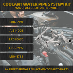 LR075991 LR092992 Aluminum Coolant Water Pipe Cooling System Kit Compatible with Land Rover Range Rover Sport LR4 Jaguar XF XJ XE 3.0L V6 Replaces# LR028136 LR049990