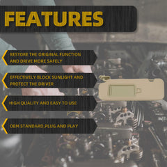 Left Driver Side Sun Visor Compatible with Hyundai Elantra AD(Sixth Gen) 2017 2018 2019 2020 Replace 85210-F0100TTX Beige Without Light