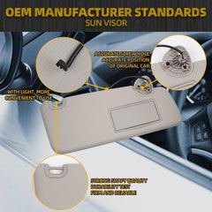 Right Passenger Side Sun Visor Compatible with 2013-2018 Dodge Ram 1500 2500 3500 4500 5500 Sunvisor Replace# 1VF24BD1AD(Gray)