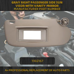 Right Passenger Side Car Sun Visor W/Mirror Compatible with Dodge Ram 1500 2500 3500 2002 2003 2004 2005 2006 2007 2008 2009 Replaces# 1902167